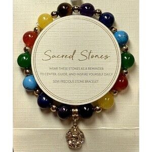 Sacred Stones Semi Precious Beaded Stretch Bracelet New